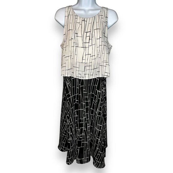 Debenham's The Collection Black White Geometric Sleeveless Dress - Picture 1 of 9